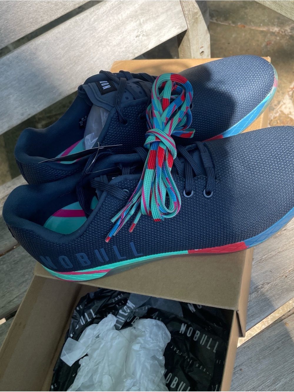 New NOBULL Navy Trainer with Teal & Red Accents Mens 12